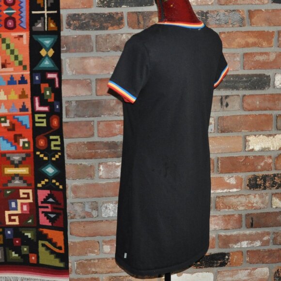 Vans Black Pull-Over Mini T-Shirt Dress Multi-color trim Small - Picture 4 of 7